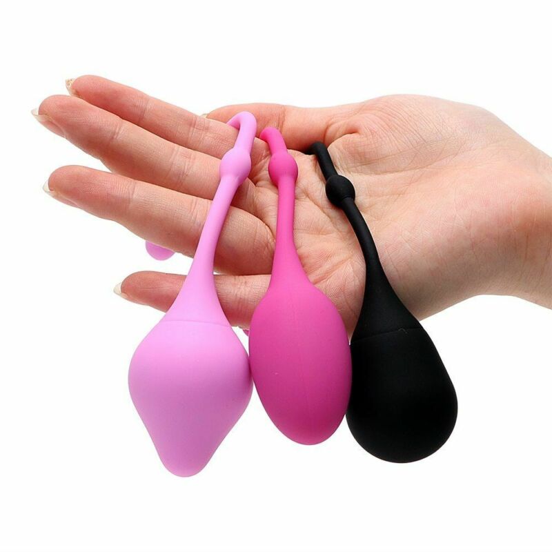 New Pink 3 Beads Kegel Exerciser Kegel Balls Silicone Kegal Exercise Tool Soft Sex Balls Tighten Vaginal Pelvic Floor Musles